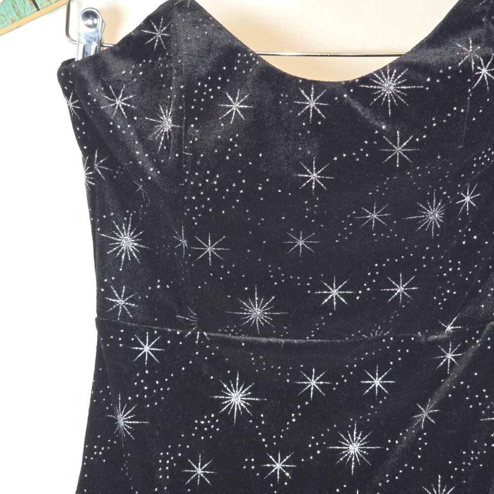 Superdown Stevie Sweetheart Mini Dress in Black Starburst Metallic, S, NWOT - Picture 3 of 5
